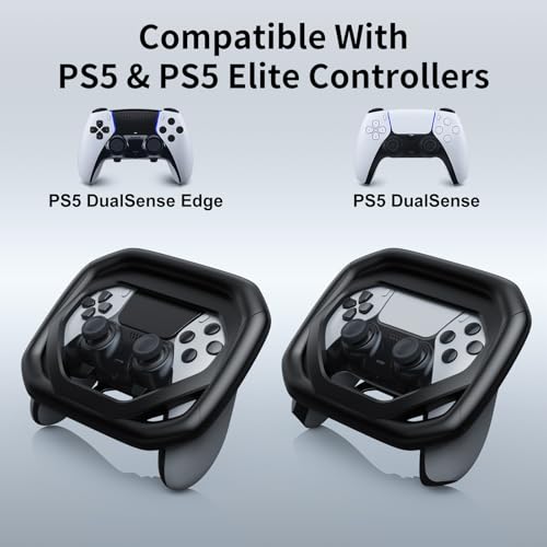 HONCAM Steering Wheel for PS5/PS5 Elite Controllers, Racing Wheel Table Attachment with 4 Suction Cup for Sony Playstation 5 Dualsense Controller, Playstation 5 Accessories Enhanced Stability for Immersive Racing Games, Black