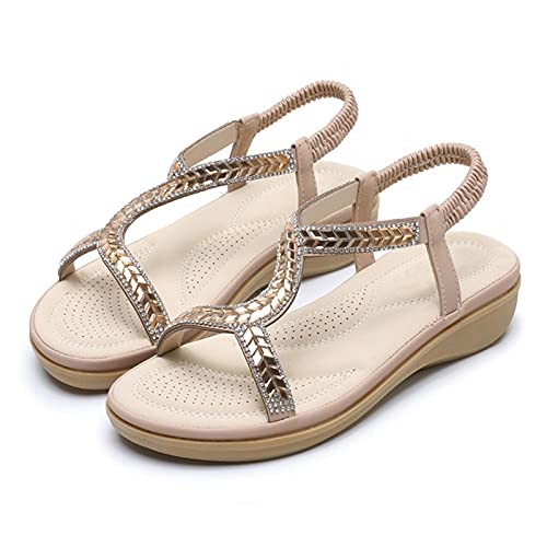 Sandales pour femme avec strass et semelle solide en cristal pour un confort respirant