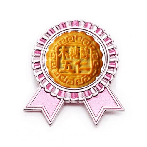 Broche de gâteau de lune Mid-Autumn en métal rose taille M pour fête