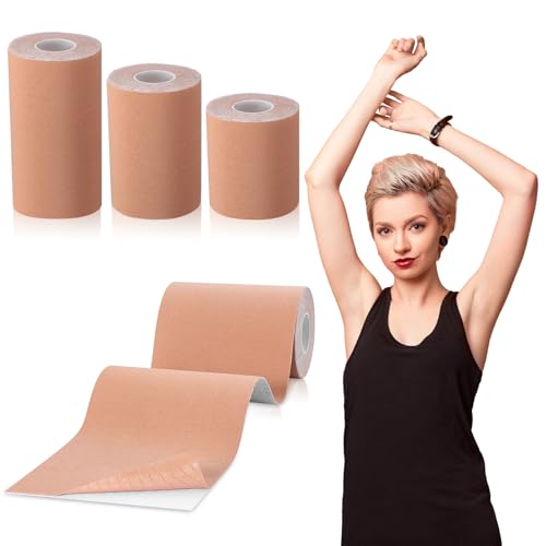 Image of Geiserailie 3 Rolls Back Fat Tummy Lift Tape Assorted Size Thigh Lift Patch Trans Tape for Chest Binding Waterproof Body Patch for Flat Stomach Belly Leg Arm Backless Dresses