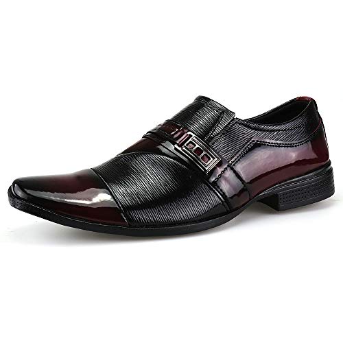 Sapato Social Neway Masculino Vinho com Relógio