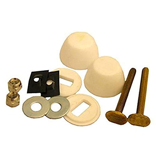 LASCO 635249 2-1/4" Solid Brass Bolt 1/4" Acorn Nuts Stainless Steel Washers and Round Cover Caps Toilet Bolt Kit, White #1