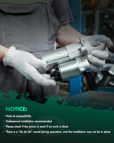 Image of SCITOO Starter Motor 18533N AM134946 for John Deere Mowers-Z-Trak 737 757 Tractors-Lawn X465 Utility Vehicle (UTV) Gator TH 6x4 for Kawasaki Small Engines Various Models 12 Volt CCW 9-Tooth Pinion