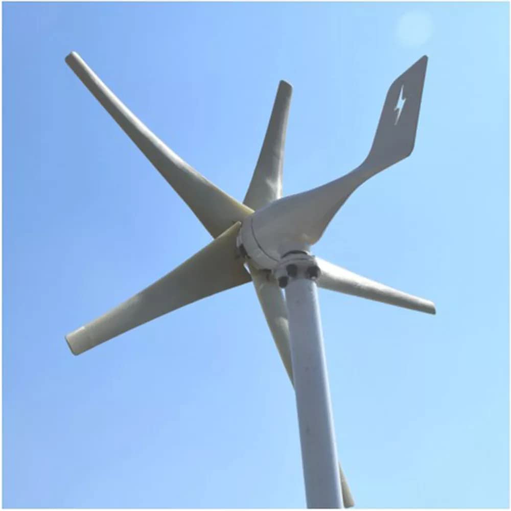 600W Windkraftanlage 12V 24V 48V Windturbine mit 5 Flügeln und kostenlosem MPPT Laderegler Horizontaler Windgenerator für Zuhause Bauernhof