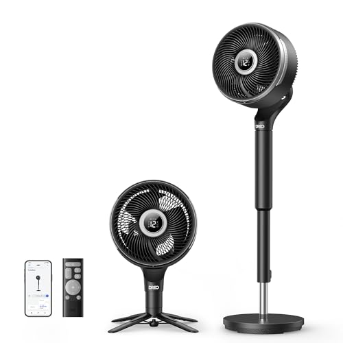 Image of DREO 20dB Smart Standing Fan for Bedroom, 150°+120° Oscillating Pedestal Fans with 12 Speeds, 120ft Strong Airflow Fan, DC Motor Silent Floor Fans, 6 Modes, WiFi/Alexa/Remote Control