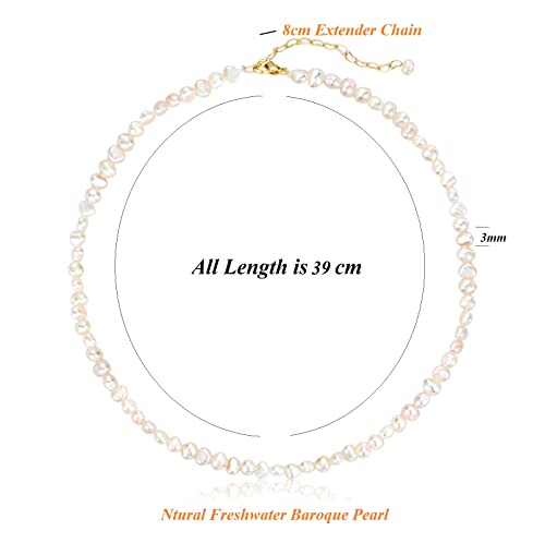 Small Gold Pearl Necklace Choker 3mm Handpicked Pearl 18K Gold Plated Bead Ball Chain Dainty Jewelry Gifts for Women Girls3