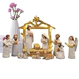 屋内用キリスト生誕セット | 樹脂製クリスマス マンジャー ナティビティ 置物 - ホリデーパーティー用品 マンション オフィス 感謝祭 デスク マントル 飾り | ホリデー 感謝祭 ホームオフィス 装飾