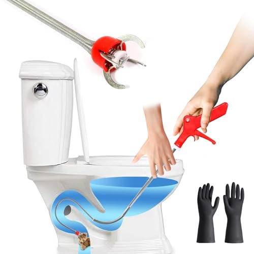 69'Toilet Snake Clog Remover,Toilet Auger Grabber Tool，Plumbing Snake for Toilet,With 4 Claws...