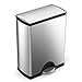 simplehuman Rectangular Dual Compartment Recycling Kitchen Step Trash Can, 46 Liter, Brushed Stainless Steel