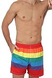 UZZI Men's Long Basic Active Shorts Activewear Trunks, Rainbow, Small