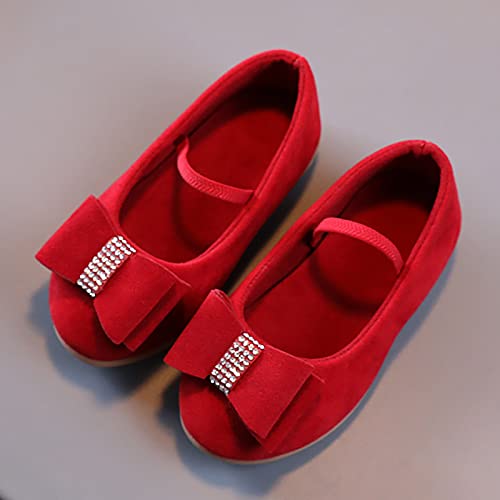 Girls Toddler/Little Kid/Big Kid Bowknot Single Sandals Non Slip Lightweight Shoes Fashion Spring (Red, 35 Big Kids)4