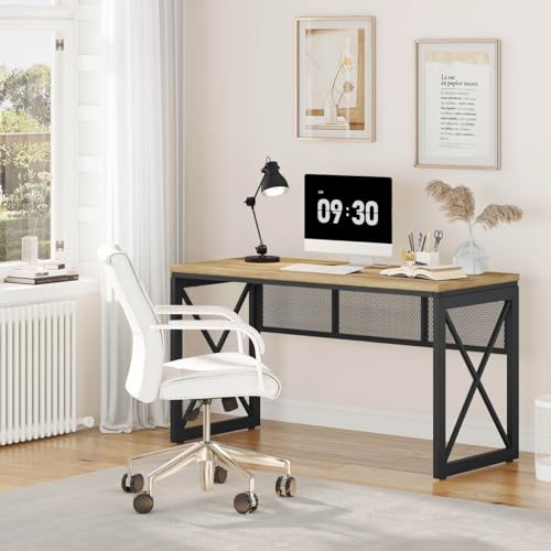 Bon Augure BNG-CD1850-V Farmhouse Computer Desk, Modern Industrial Home Office Desk, Wood Metal Study Writing Table thumb #6