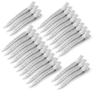 24 Pieces Duck Bill Hair Clips, 3.5 Inch Rustproof Metal Alligator Curl Clips with Holes for Hair Styling