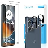 GEEMEE 2+2 Pezzi Pellicola per Motorola Moto Edge 50 Fusion Vetro Temperato， Pellicola Protettiva + Pellicola Fotocamera (Nero), Durezza 9H HD Anti Graffi Anti-Impronte Protettiva