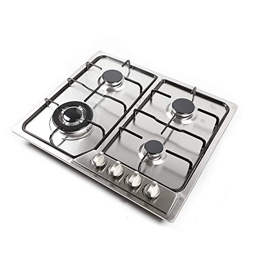 Gas Hob 4 Bulbs 23 Inch Built-in Gas Hob Propane/Natural Gas Stove Built-in Stove Stainless Steel 4 Zones Gas Hob 580 x 520 mm Built-in Gas Hob