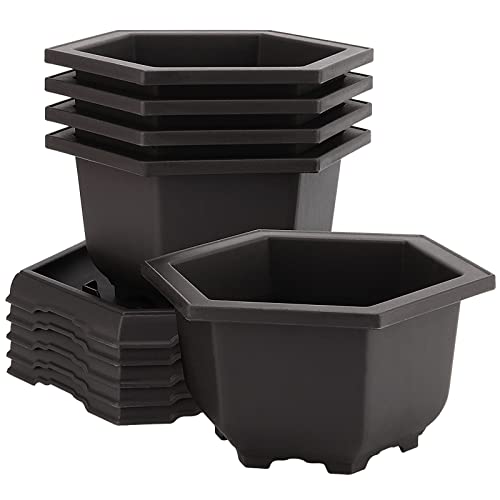 HEIHAK 5 Pack Bonsai Pots, Hexagon Built in Mesh Plastic Bonsai Training Pots with Trays, Plant...