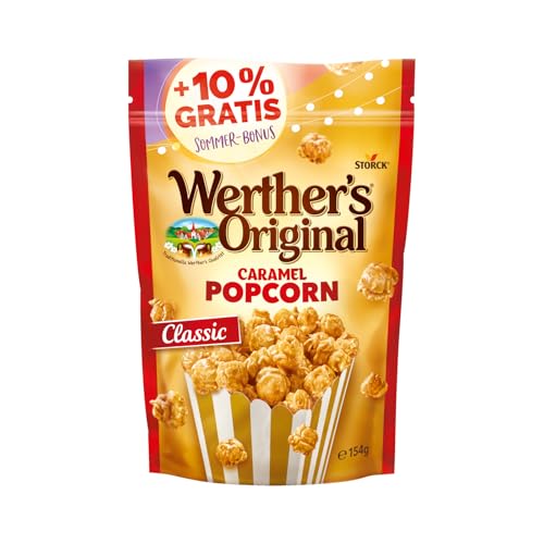 Werther's Original Caramel Popcorn Classic + 10% Gratis – 1 x 154g – Popcorn mit Sahne-Karamell-Überzug