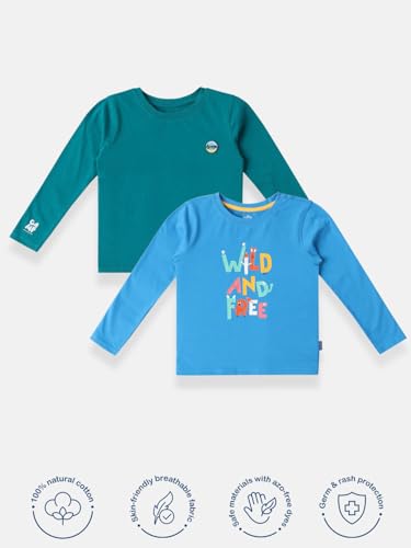 Image of Nautinati Boys 100% Cotton Full Sleeve Printed T-Shirt | Age 1-5 Years