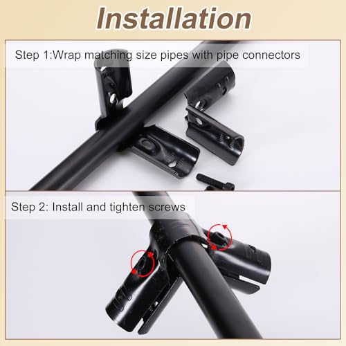 uxcell 4 Pcs 90 Degree Structural Pipe Connector, 1-1/8" 3-way Metal Connectors Corner Pipe Fittings End Rails Clamp with Screws for DIY Shelf Garden Support, Black by uxcell - Image 6