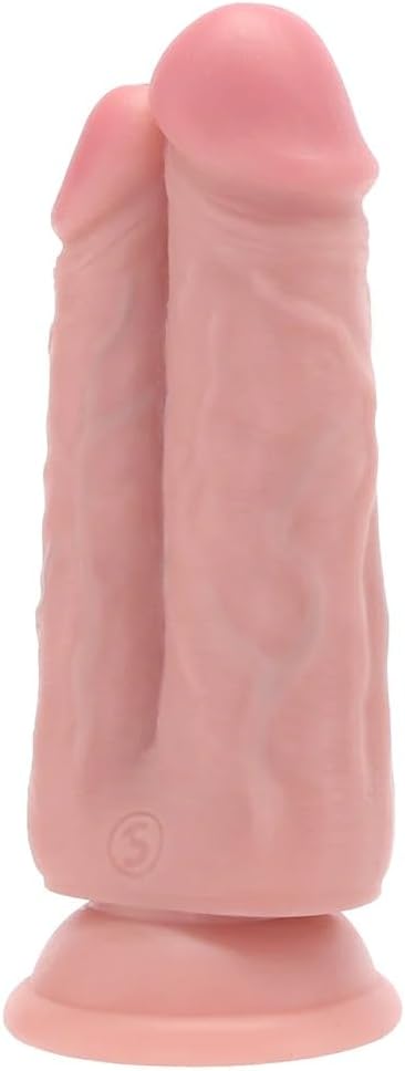 Two in One 5 and 6 Inch Double Dildo and Water Based Lube 1oz | Realistic Dildo | Harness Compatible Strap-on Dildos | Double Penetration Dildos