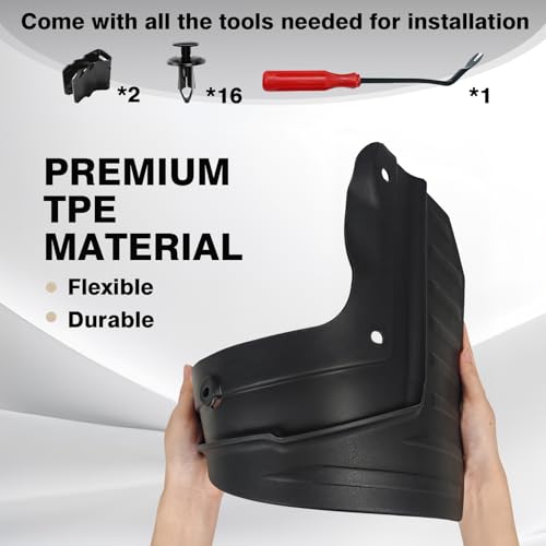 Image of Muslogy Rally Style Mud Flaps Compatible with Tesla Cybertruck 2023 2024 2025 Mudguard Splash Guards Fender Protection Front & Rear 4pcs Set TPE Material All Weather No Drilling Exterior Accessories