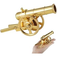 Golden Cannon Model, Miniature Alloy Statue with Rotating Barrel, Desktop Decoration, Ideal for Collectors