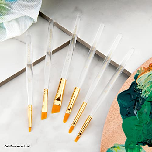 Royal & Langnickel Royal Zip N' Close Gold Taklon Clear Acrylic Filbert And Angular 7-Piece Brush Set #TOP4