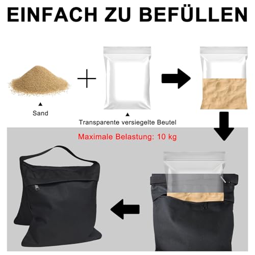 changshengda Sandsäcke für Fotostudio - 4er Pack Leere Gewichtssäcke für Lampenstative, Stative, Auslegearme und Foto Studio Ausrüstung (Schwarz)