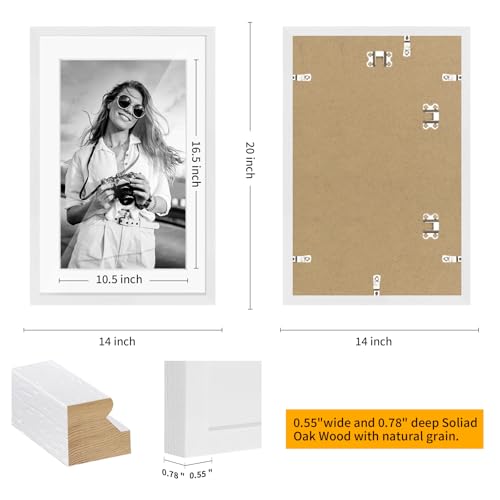 puthiac 13x19 Oak Wood Picture Frame - 13"x19" Poster Frames for Wall, 13x19 Picture Frames for Wall, 13 x 19 Picture Frames, 13 x 19 Frames for Wall(1 Pack, White)