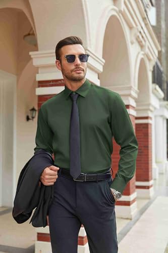 Image of COOFANDY Mens Stretch Dress Shirts Long Sleeve Button Down Shirt Regular Fit Formal Business Shirts