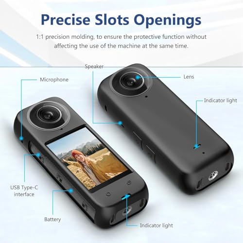 Image of Action Pro Silicone Protective Cover + Lens Cap Compatible with Insta360 X4 Action Camera (Black)