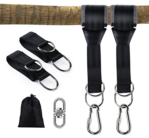 Mocraft Balançoire Fixation Swing Hamac Fixation Balançoire Suspension Sangle Kit Balançoire avec 304 Acier Inoxydable Tournebroche/Mousqueton/Supporte jusqu'à 1000 kg