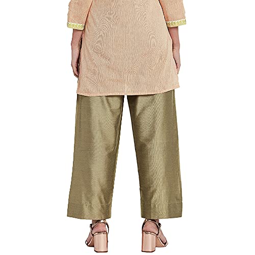 Image of GO COLORS Women Blue Stripe Cotton Wide Pants