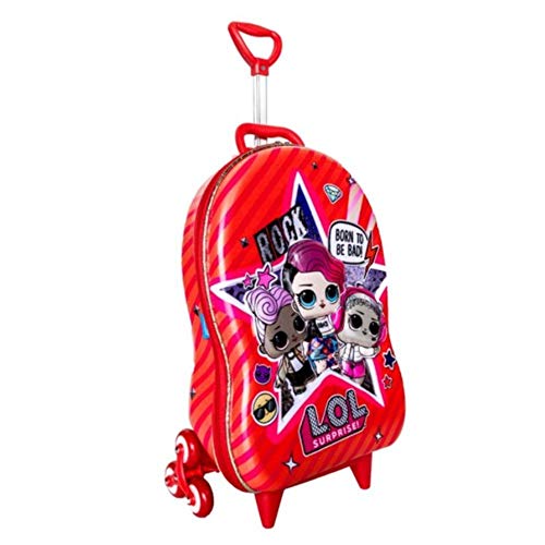 Kit Mochila 3D Rodinha com Lancheira Lol Mc Vermelha Maxtoy