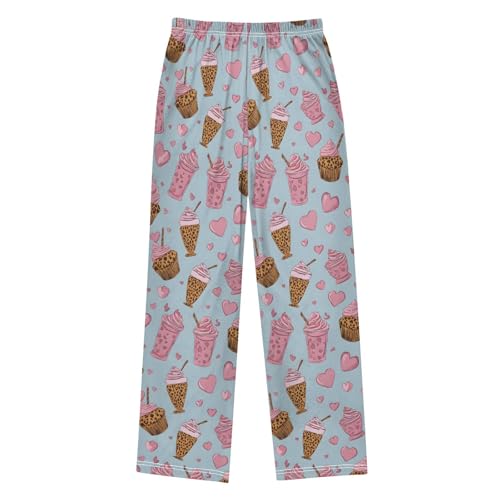 ALAZA Leopard Ice Cream Love Heart Pajama Lounge Pants Long Sleep Pajama Bottoms with Pockets2