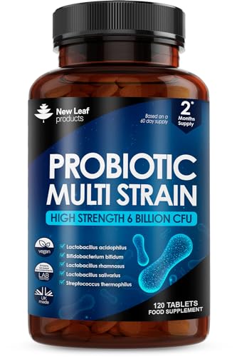 Probiotics for Daily Gut Health - Multi Strain Probiotic Supplements - Acidophilus Tablets High Strength - Digestive & Gut Health Supplements Lactobacillus - Vegan, GMO-Free, Gluten-Free, UK Made