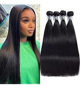 Amella Hair Brazilian Straight Hair 4 Bundles 10A Unprocessed Virgin Brazilian Hair Straight Huma...