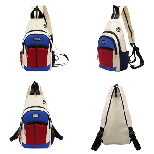 Morrales de senderismo bolsa crossbody para mujer beige miniatura 4