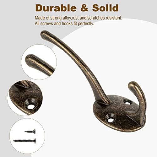 DONQL Coat Hook 6Pcs Copper Coat Hooks Metal Coat Hooks with Screws Vintage Antique Coat Hooks Heavy Duty Coat Hooks Wall Mounted Hooks for Wall,Door & Wardrobe Door(Bronze)