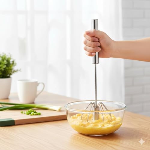 Image of DRAYA DEAL'S Hand Blender, 9 Inch Stainless Steel Automatic for Kitchen, Lassi & Butter Milk Maker, Egg Beater & Mixer for Juices, Shakes, Coffee Froth, Silver