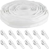 Bulk Zippers for Sewing, Arts and Crafts (Non-Separating) with 12 Metal Pulls + Free Snip - BambooMN - White