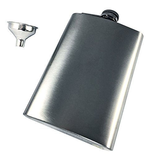Hip Flask, Gunmetal Gray - Devil Joe's 8oz Sippin' Flask - 8 Ounce Whiskey Drinking Flask, Premium Quality Stainless Steel with Captive Cap - Perfect Gift for Birthdays, Weddings, and Anniversaries