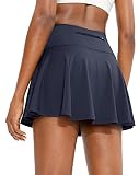 Santiny Pleated Tennis Skirt For Women With 4 Pockets Women'S High Waisted Athletic Golf Skorts Skirts For Running Casual (Navy_M)
