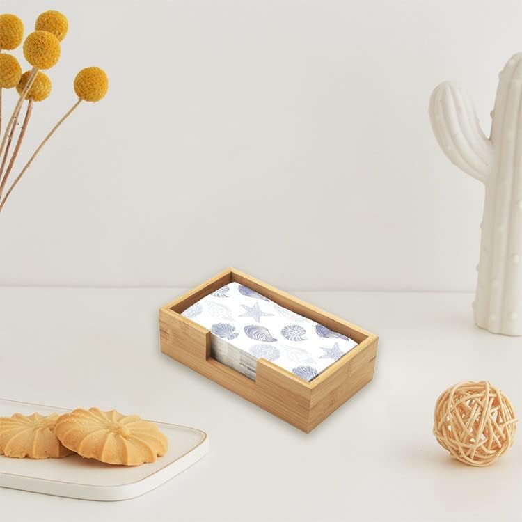 Bamboo Napkin Holder Rectangular, 9.5" x 5.5" x 2.5", Wood Guest Towel Tray, Wooden Paper Towels Holder for Kitchen/Bathroom Countertop - Image 4