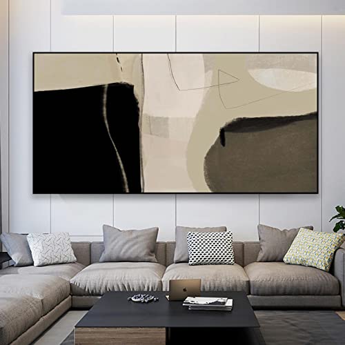 Art abstrait paysage affiche moderne gris beige 40x80cm