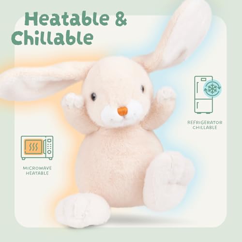 Giant bean Microwave Heating Pad for Period Cramps, 10.4\'\' Bunny Heating Pad Stuffed Animal with Heatable & Freezable Clay Beads, Easter Plush Toy Gift for Boys & Girls (Cream White)