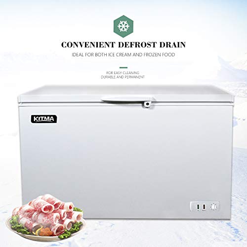 Commercial Top Chest Freezer - Kitma 15.9 Cu. Ft Deep Ice Cream Freezer With 2 Storage Baskets, Adjustable Thermostat, Lock,Rollers, White #TOP5