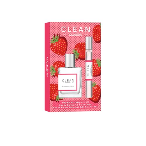 Clean Beauty Perfume Duo, Full & Travel Size, Strawberry Fields Scent, Juicy Berry Notes, Layering, Giftable Fragrance Set