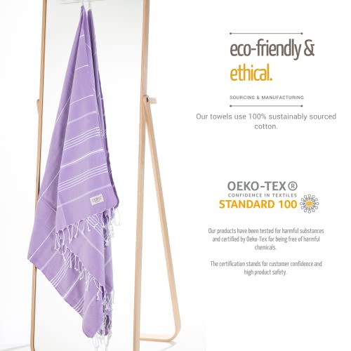 Luxurious Turkish Cotton Beach Towel Set 1 Pack - 39X71 Inches, Large & Oversized, Quick Dry & Sand-Free Travel Towels - Perfect For Pool, Beach, Travel & More - Stylish & Soft Cotton Towels Lilac #TOP4