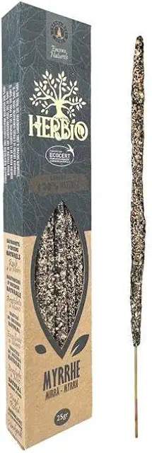 Encens Myrrhe Naturel Herbio - Certifié Ecocert, 60 min de combustion